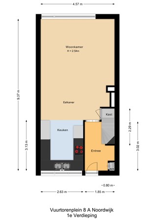 Floorplan - Vuurtorenplein 8A, 2202 PB Noordwijk